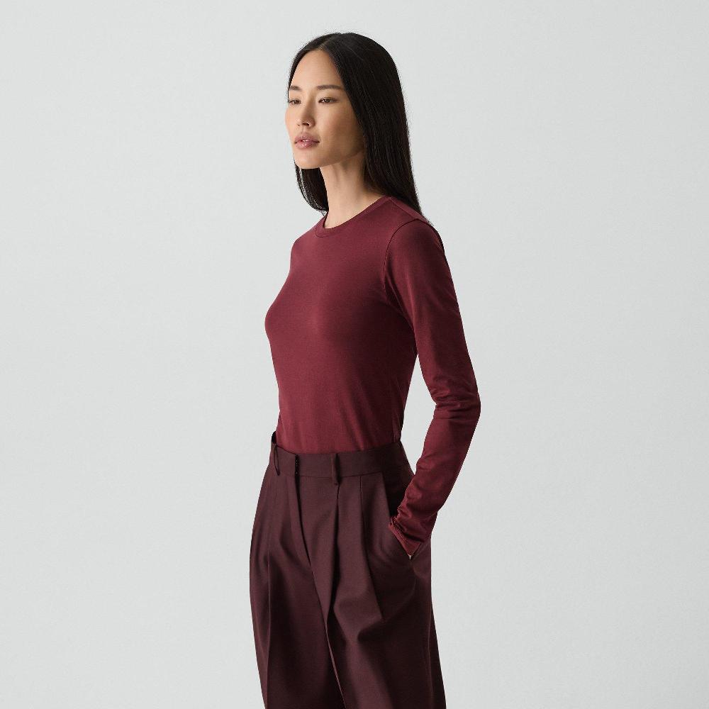 J Brand Tiny Long-Sleeve Tee In Organic Cotton Grenache