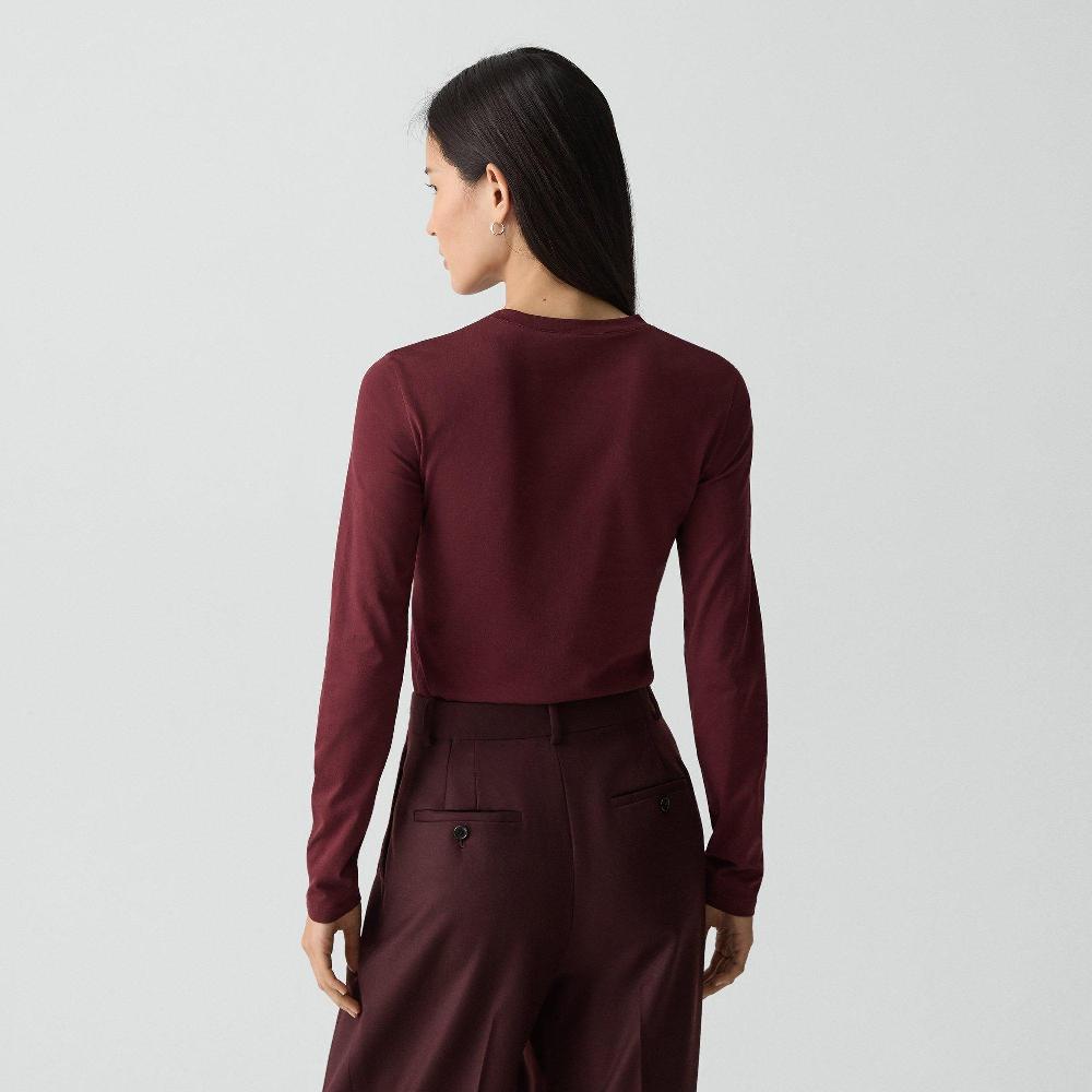 J Brand Tiny Long-Sleeve Tee In Organic Cotton Grenache