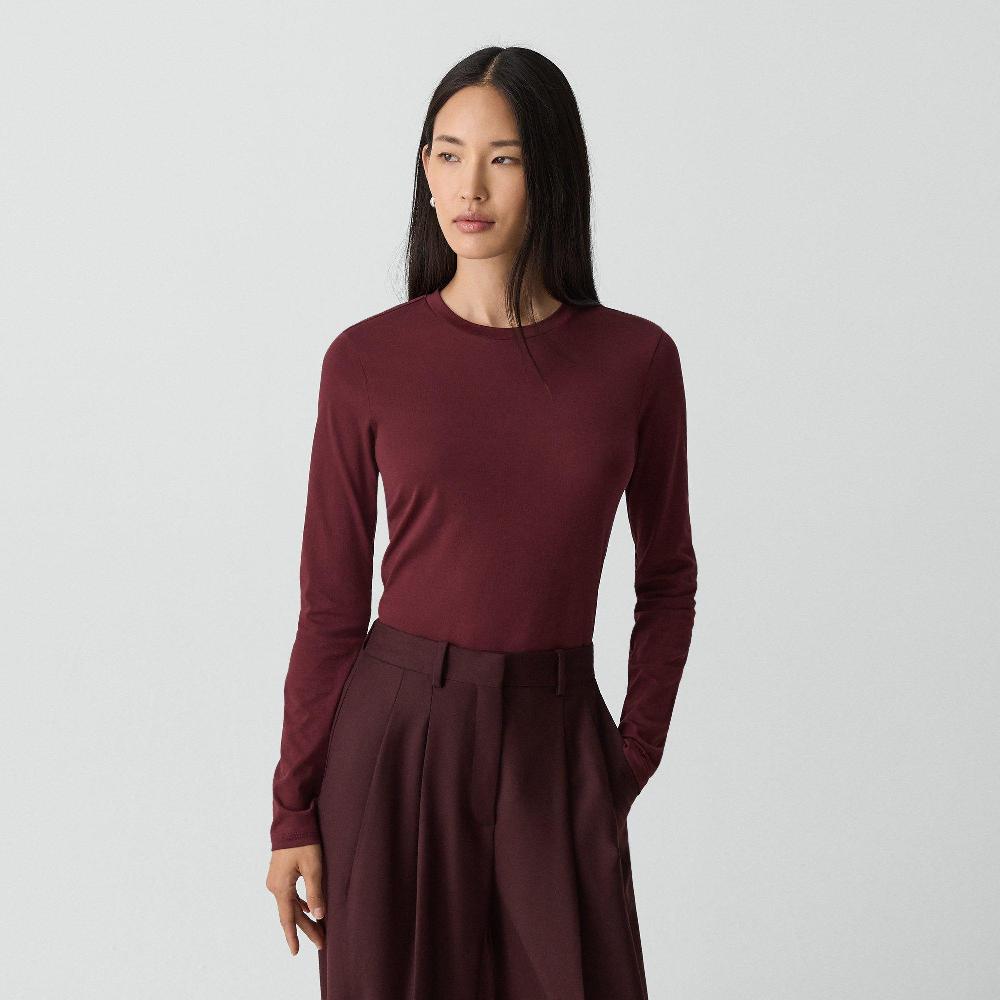 j brand Tiny Long-Sleeve Tee in Organic Cotton grenache