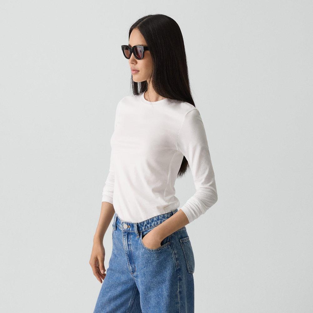 J Brand Tiny Long-Sleeve Tee In Organic Cotton White