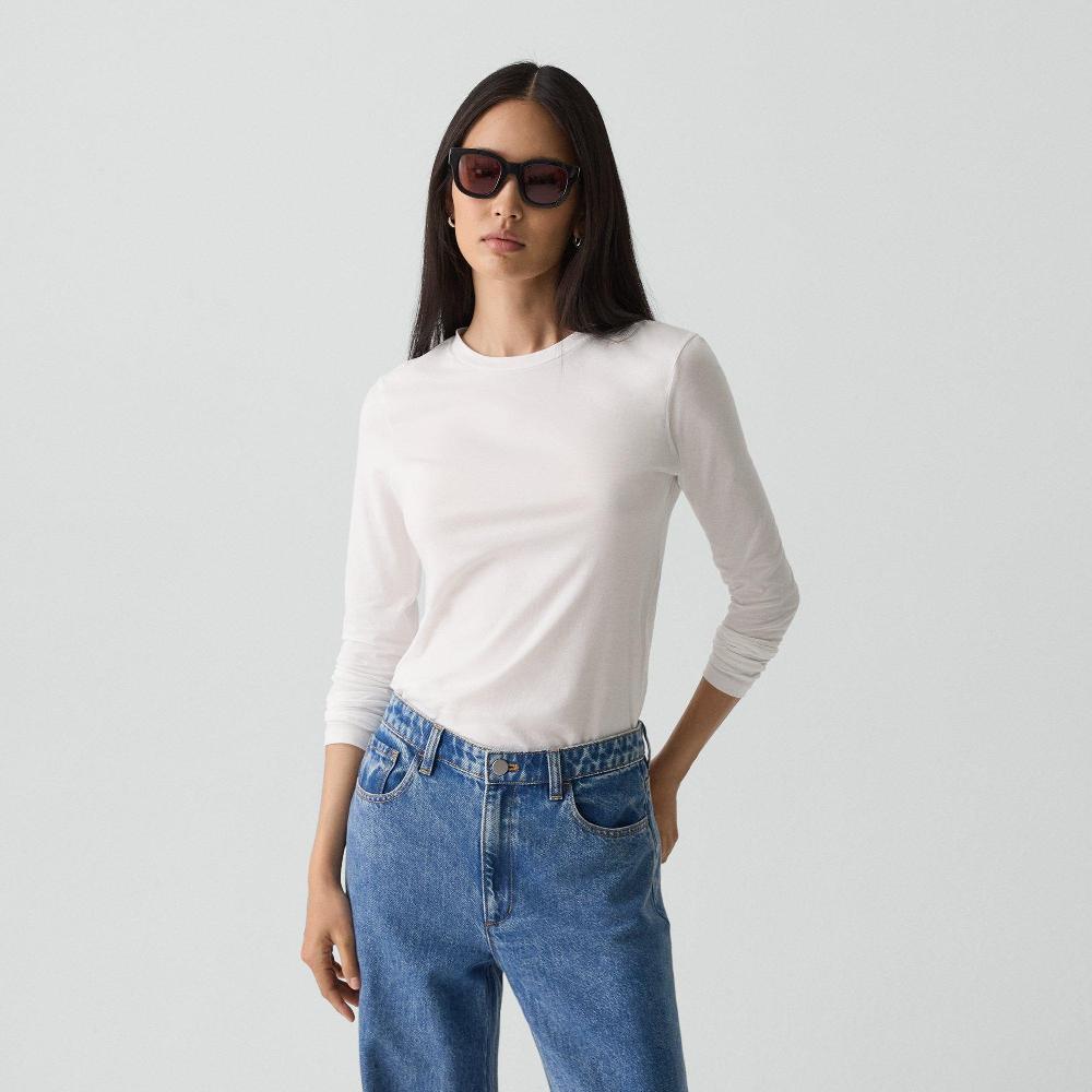j brand Tiny Long-Sleeve Tee in Organic Cotton white