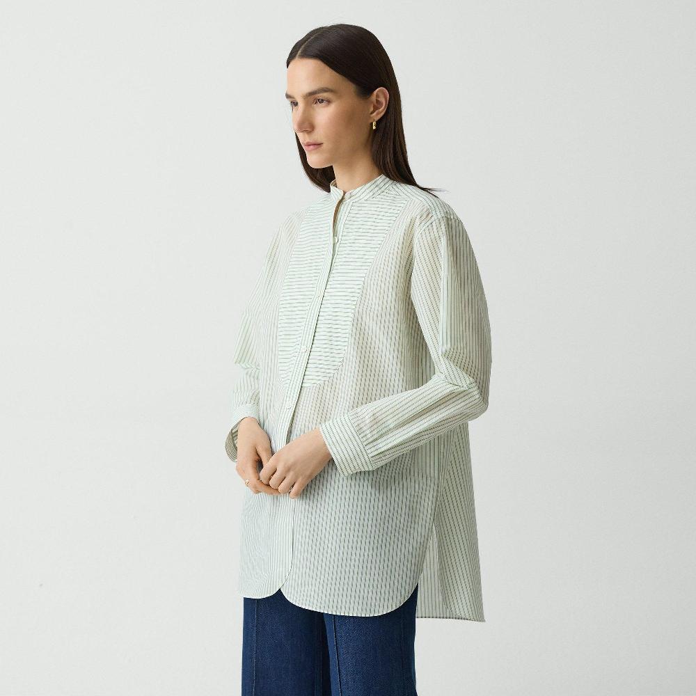 J Brand Tuxedo Shirt In Striped Cotton-Blend Green Multi