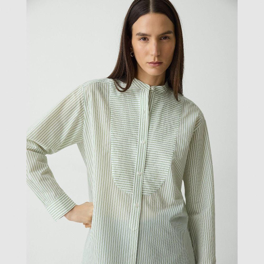 J Brand Tuxedo Shirt In Striped Cotton-Blend Green Multi