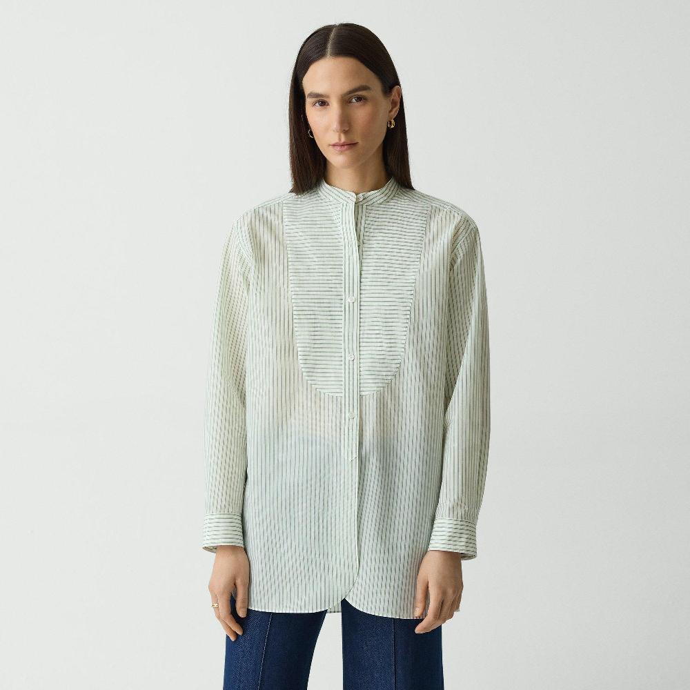 j brand Tuxedo Shirt in Striped Cotton-Blend green multi