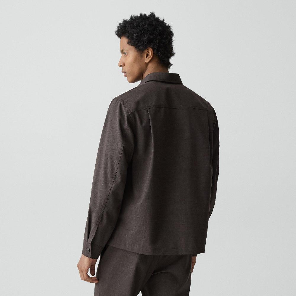 J Brand Utility Overshirt In Motion Wool Brownwood Melange