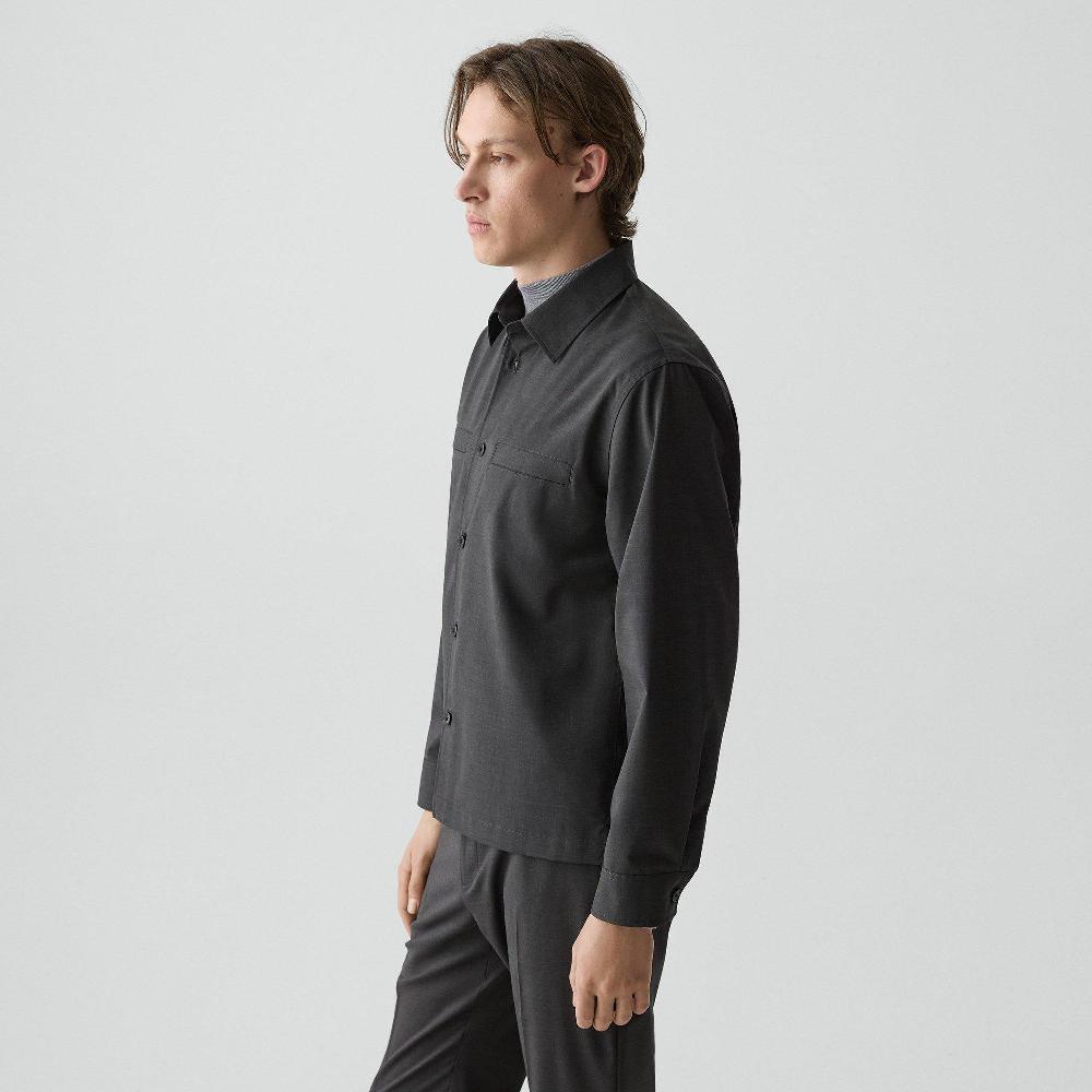 J Brand Utility Overshirt In Motion Wool Charcoal Melange