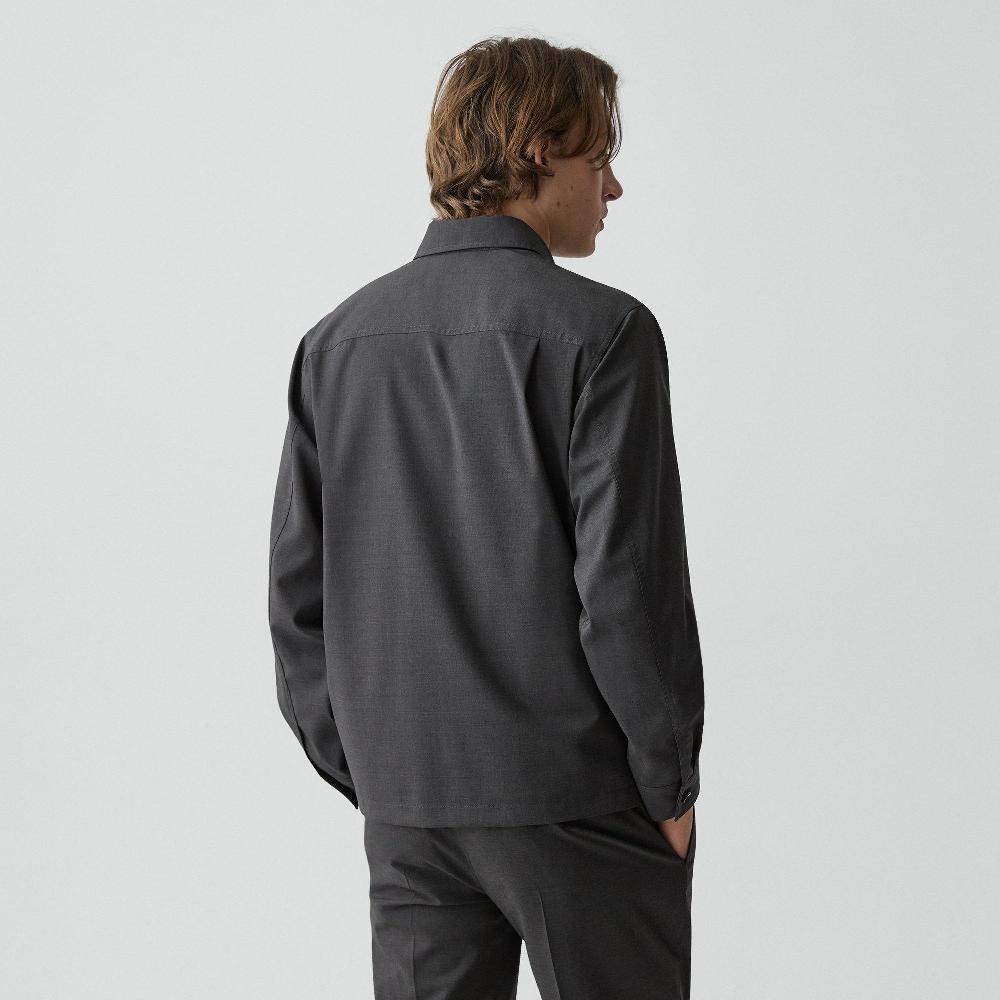 J Brand Utility Overshirt In Motion Wool Charcoal Melange