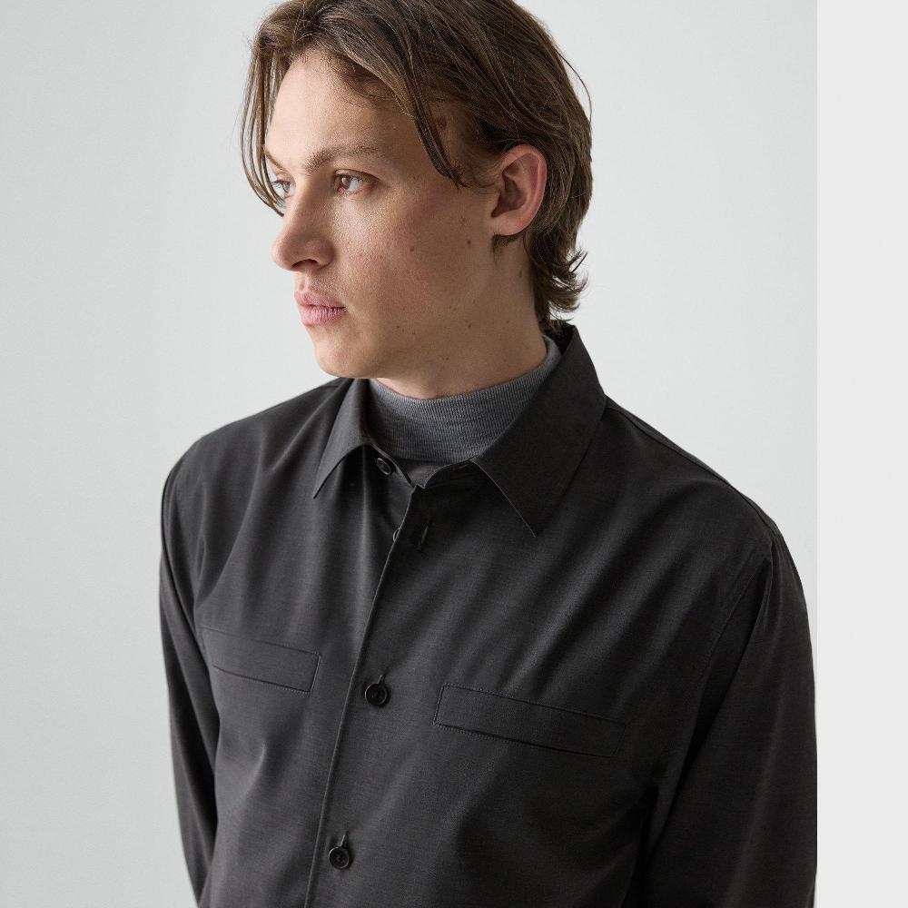 J Brand Utility Overshirt In Motion Wool Charcoal Melange