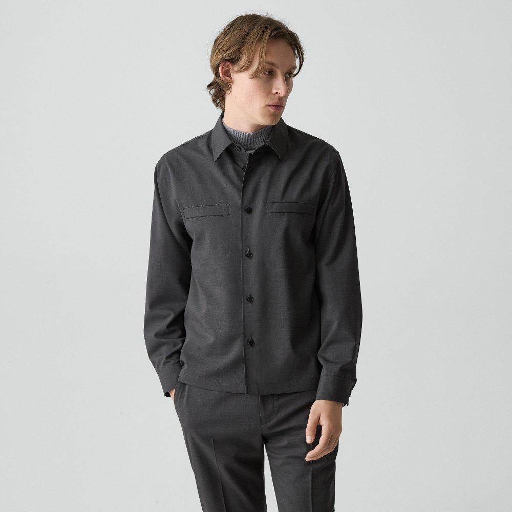 j brand Utility Overshirt in Motion Wool charcoal melange