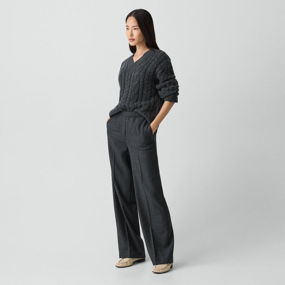 J Brand Wide-Leg Pull-On Pant In Sleek Flannel New Charcoal Melange