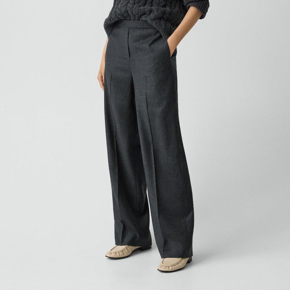 J Brand Wide-Leg Pull-On Pant In Sleek Flannel New Charcoal Melange