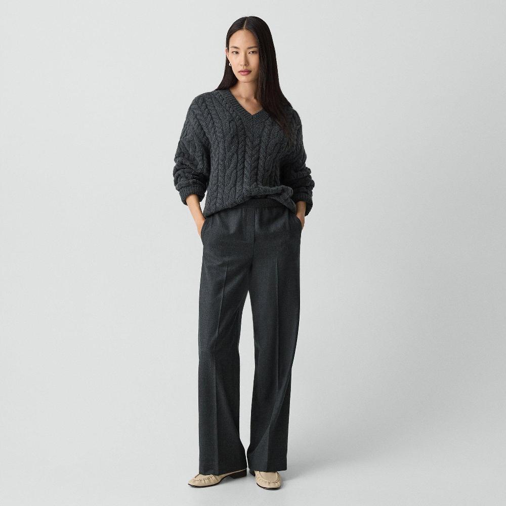 j brand Wide-Leg Pull-On Pant in Sleek Flannel new charcoal melange