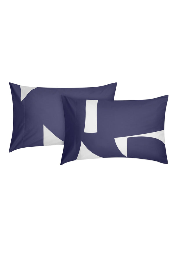 J By Jasper Conran 300 Thread Count Graphic Print Pillow Case Pair Blue Graphic Print