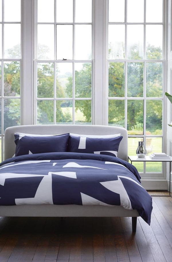 j by jasper conran 300 Thread Count Graphic Print Pillow Case Pair Blue Graphic Print