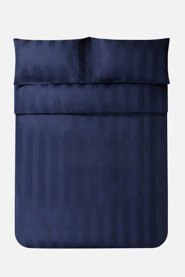 J By Jasper Conran 500 Thread Count Satin Stripe Duvet Cover Navy