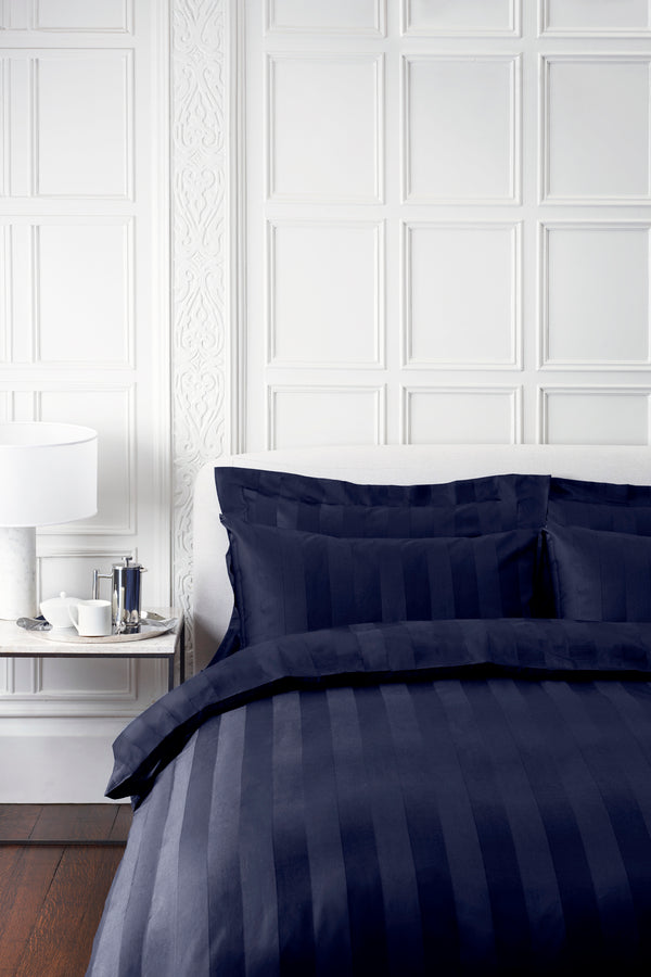 j by jasper conran 500 Thread Count Satin Stripe Duvet Cover Navy