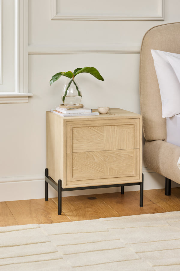 J By Jasper Conran Aden Whitewashed Oak Bedside Table Oak