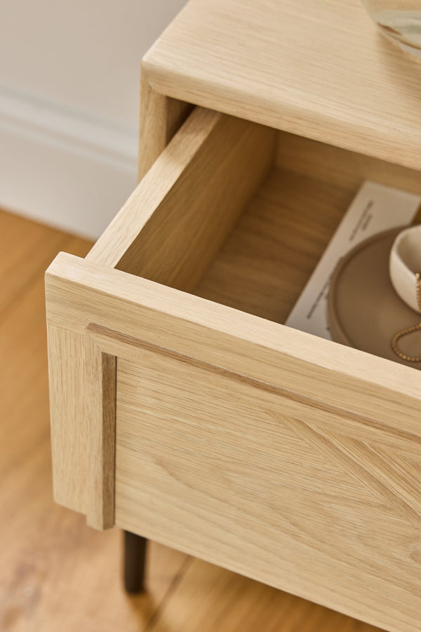 J By Jasper Conran Aden Whitewashed Oak Bedside Table Oak