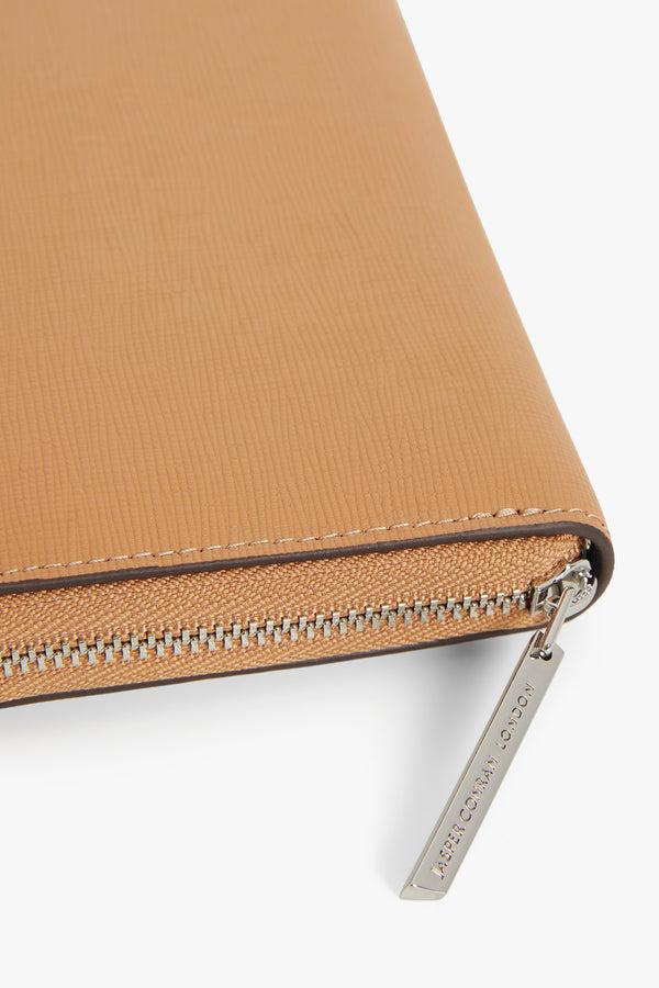 J By Jasper Conran Bee Leather Cross Hatch Large Purse Camel Bee