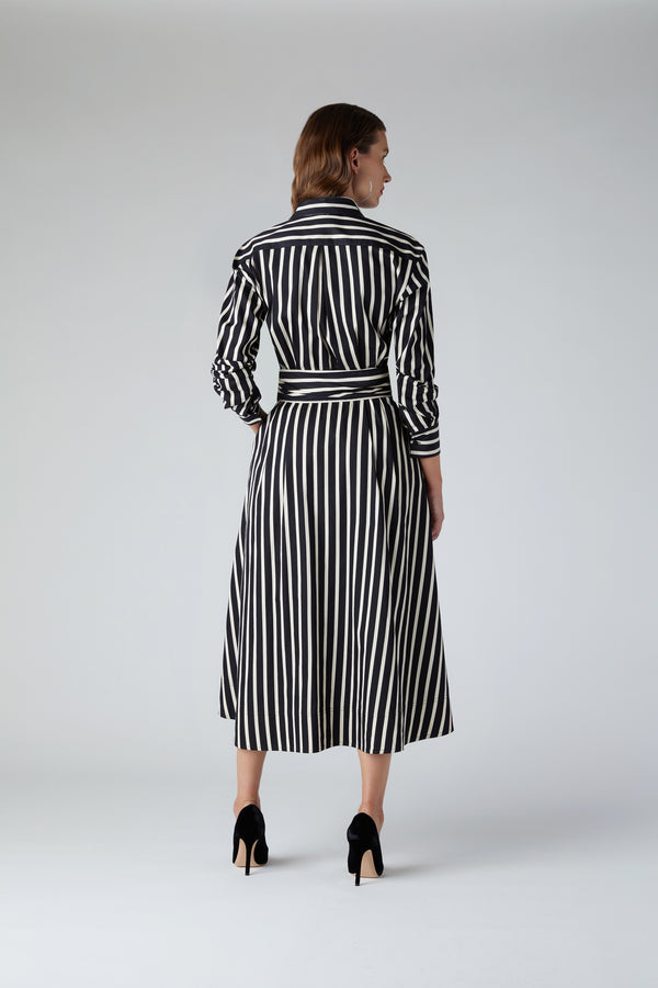 J By Jasper Conran Blythe Stripe Full Skirt Shirt Dress Blue Stripe
