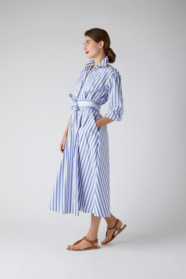 J By Jasper Conran Blythe Striped Full Skirt Shirt Dress Green