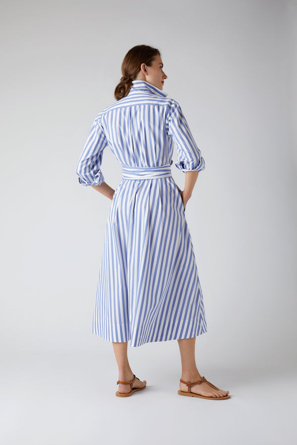 J By Jasper Conran Blythe Striped Full Skirt Shirt Dress Green