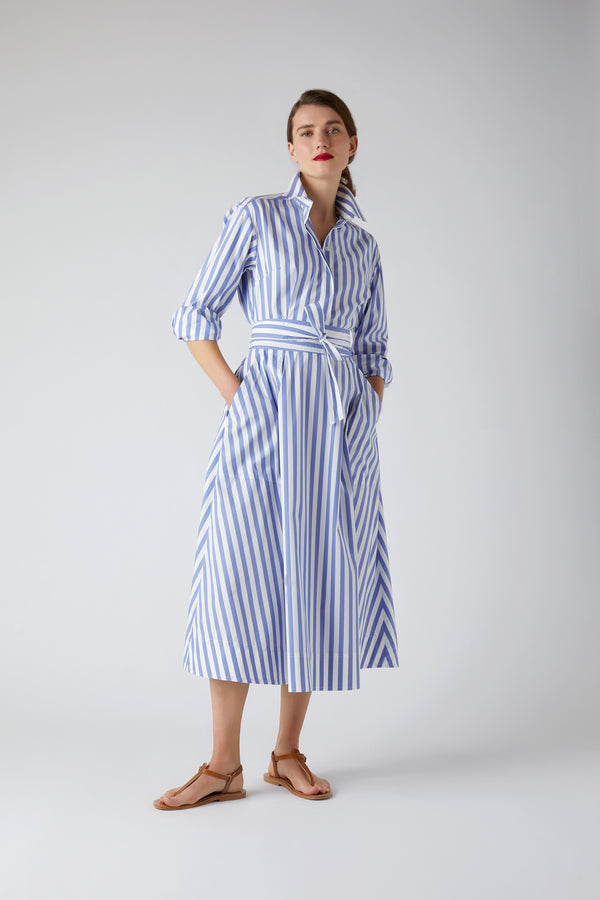 j by jasper conran Blythe Striped Full Skirt Shirt Dress Green