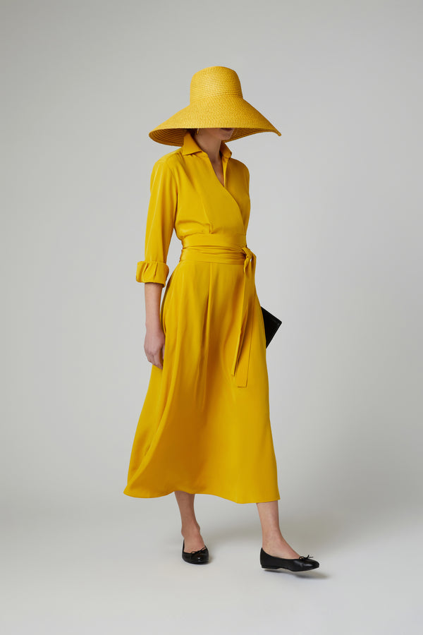 J By Jasper Conran Celia Silk Full Skirt Wrap Dress Fuchsia