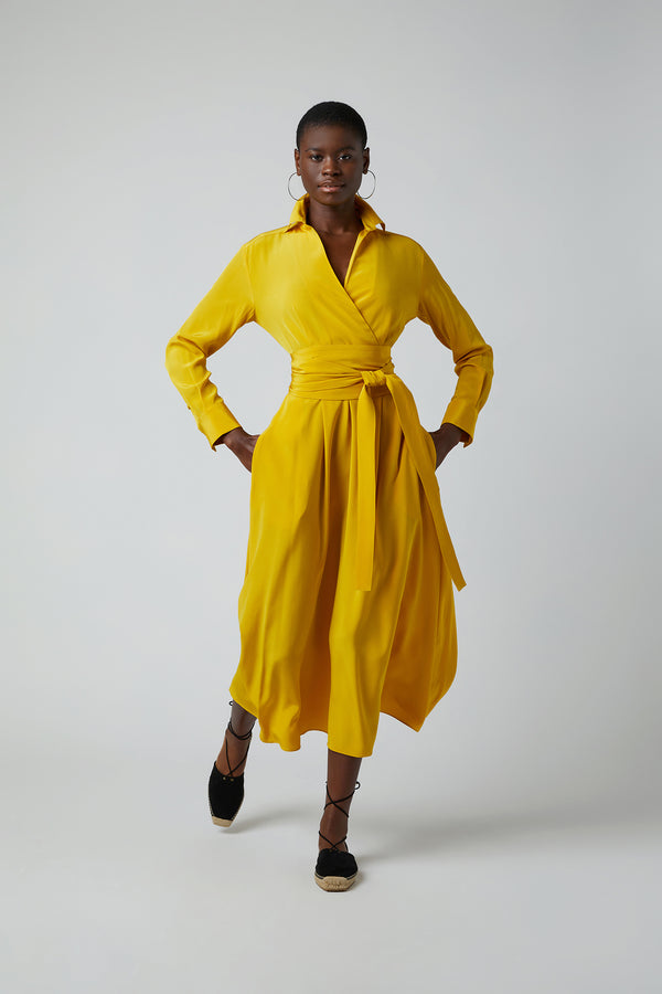 J By Jasper Conran Celia Silk Full Skirt Wrap Dress Fuchsia