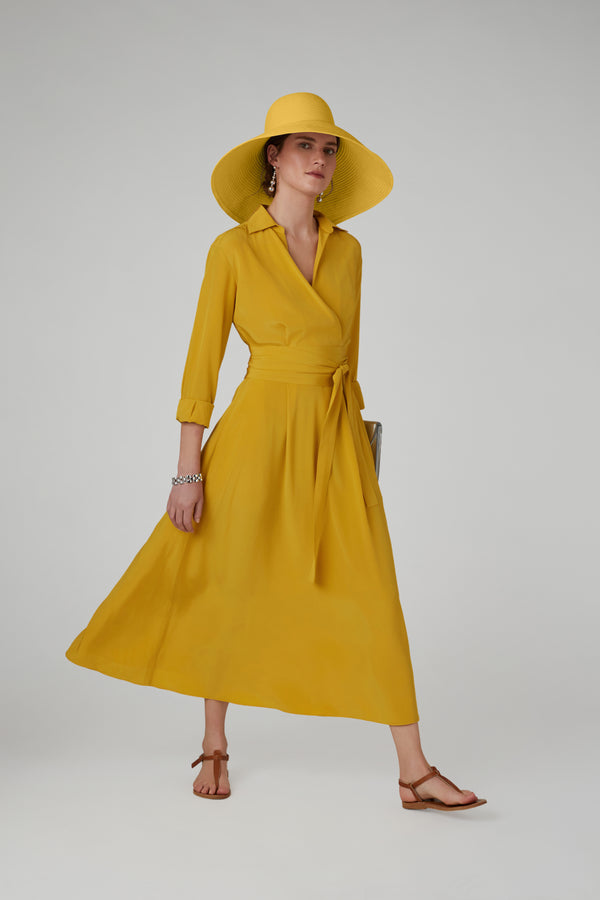 j by jasper conran Celia Silk Full Skirt Wrap Dress Fuchsia