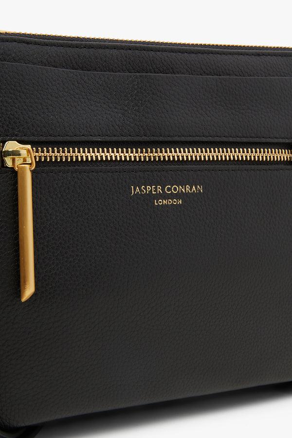 J By Jasper Conran Darcey Leather Triple Section Cross Body Black