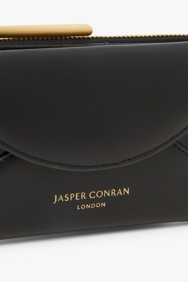 J By Jasper Conran Darcey Medium Leather Purse Black