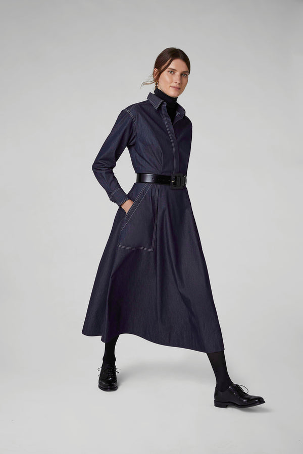 j by jasper conran Faye Denim Button Through Shirt Blue