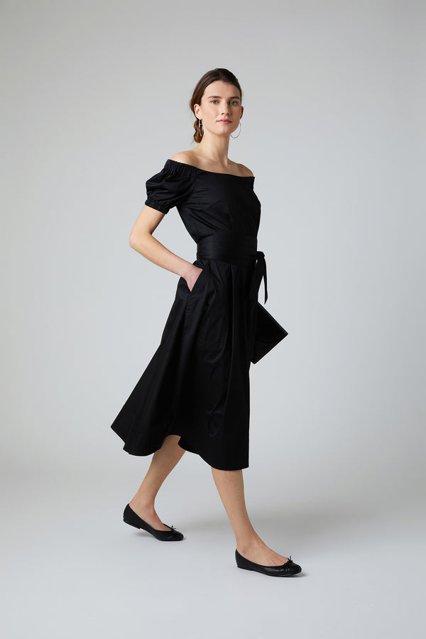 J By Jasper Conran Fen Bardot Full Skirt Dress Black