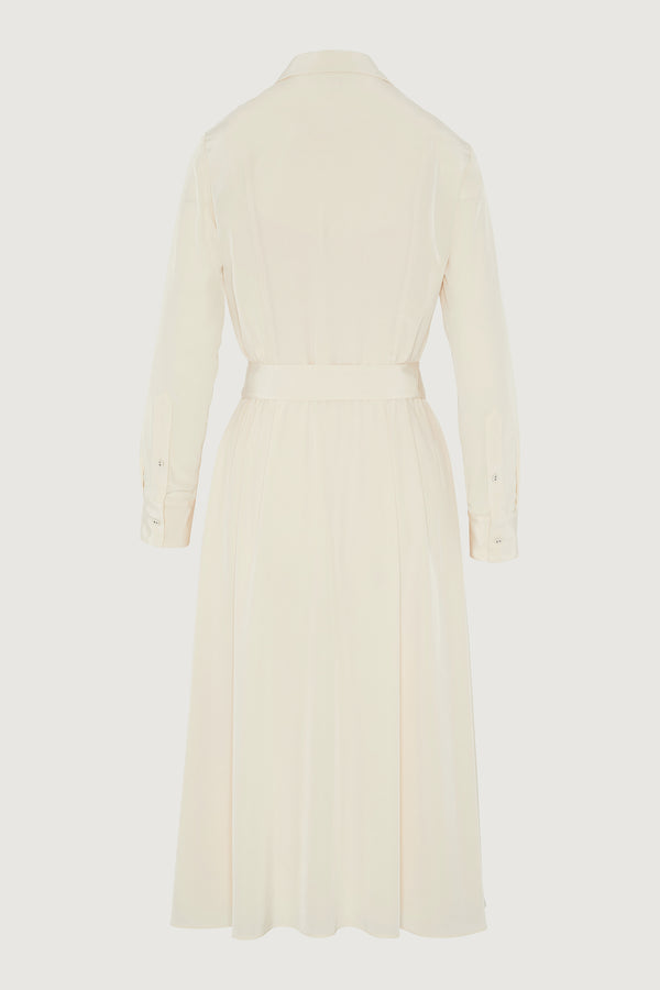 J By Jasper Conran Filomena Silk Full Skirt Shirt Dress Cream