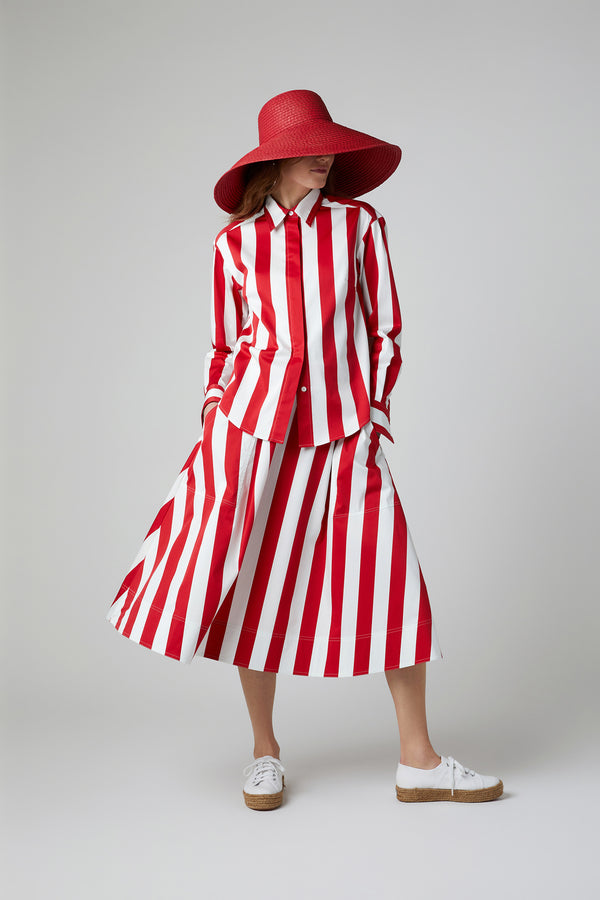 j by jasper conran Floretta Striped Button Through Cotton Shirt Blue