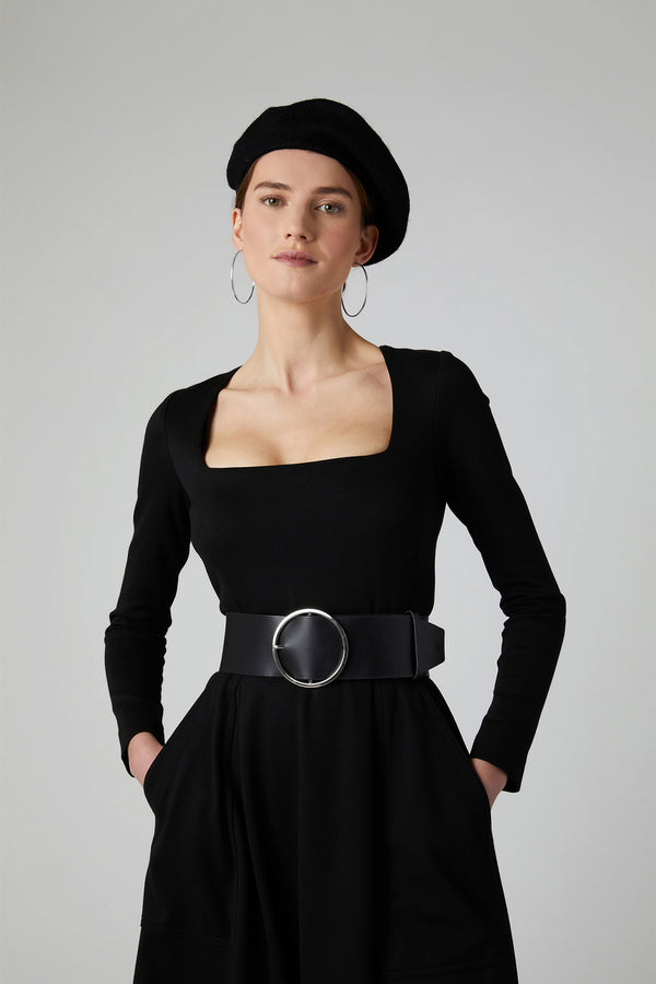 J By Jasper Conran Francine Wide Leather Belt Black