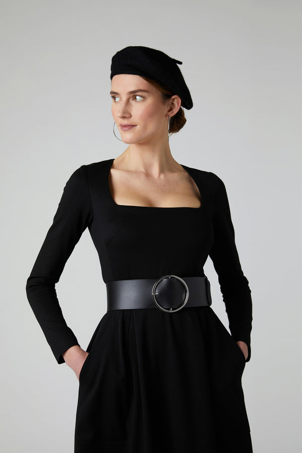 J By Jasper Conran Francine Wide Leather Belt Black