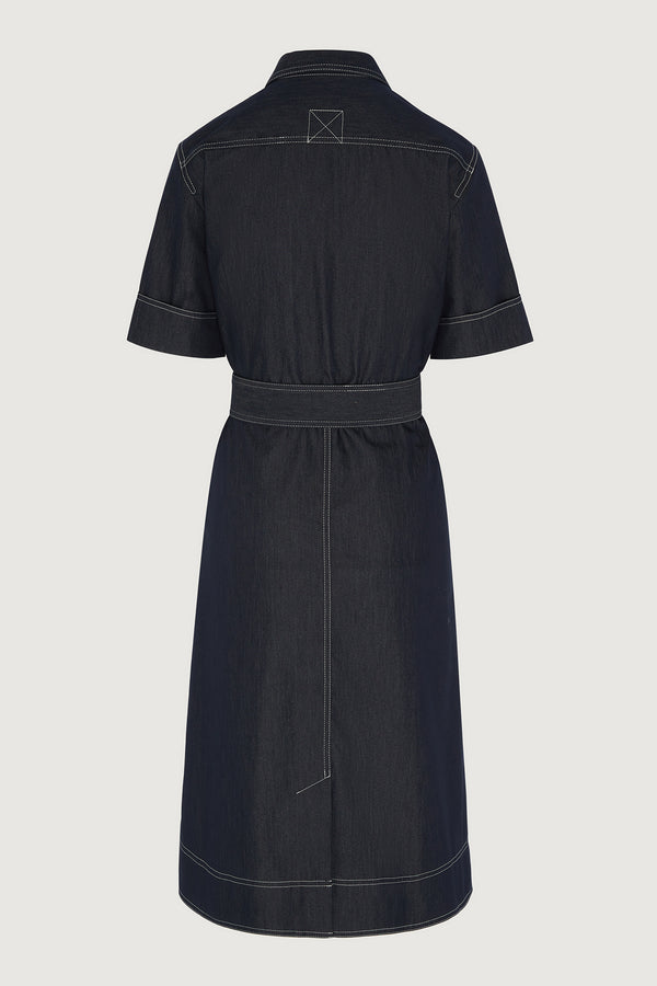 J By Jasper Conran Frederica A-Line Skirt Denim Shirt Dress Blue