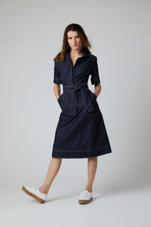 j by jasper conran Frederica A-Line Skirt Denim Shirt dress Blue