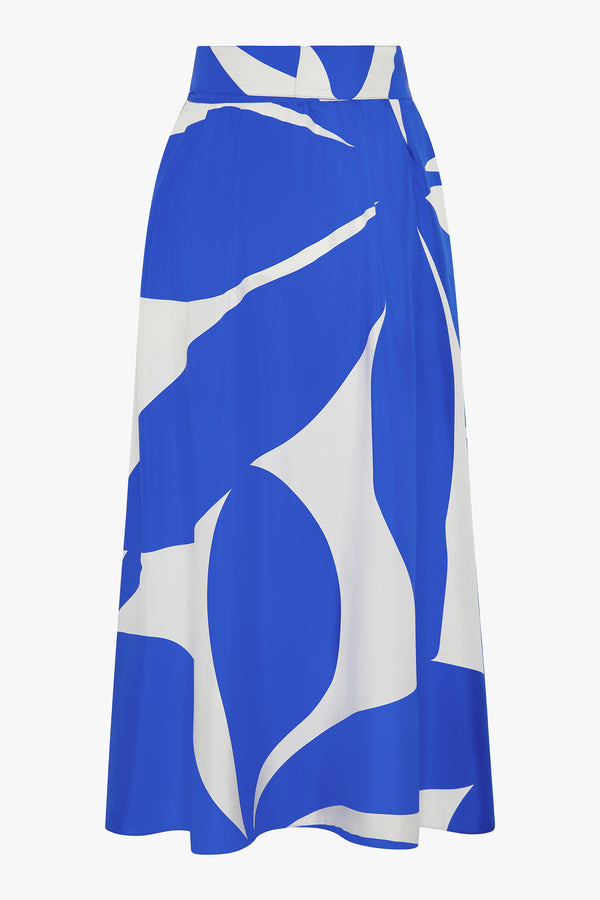 J By Jasper Conran Gail Silk Twill Printed Maxi Skirt Blue