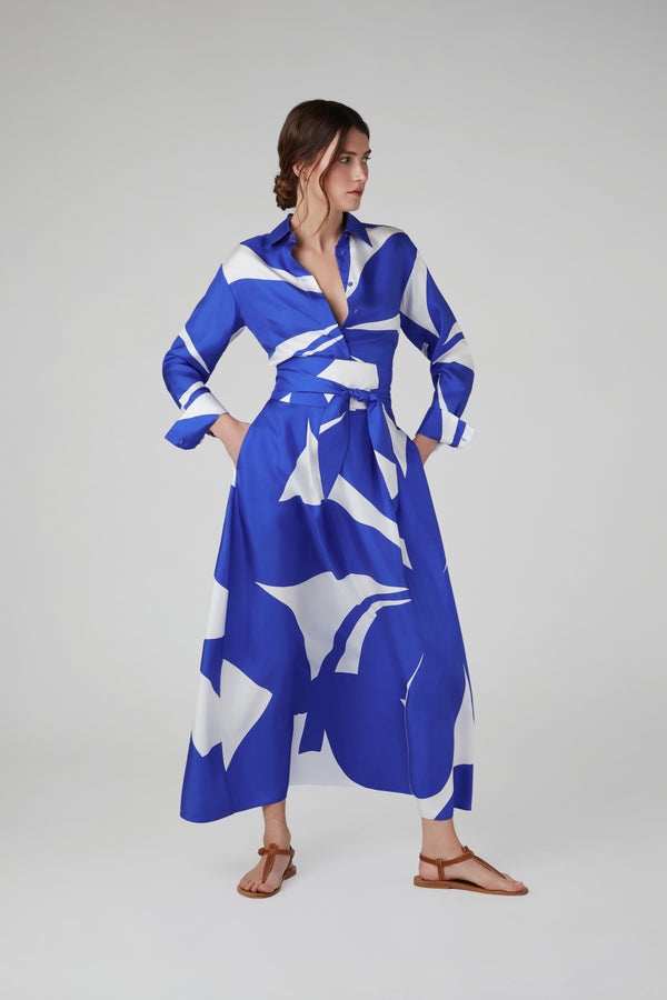 j by jasper conran Gail Silk Twill Printed Maxi Skirt Blue