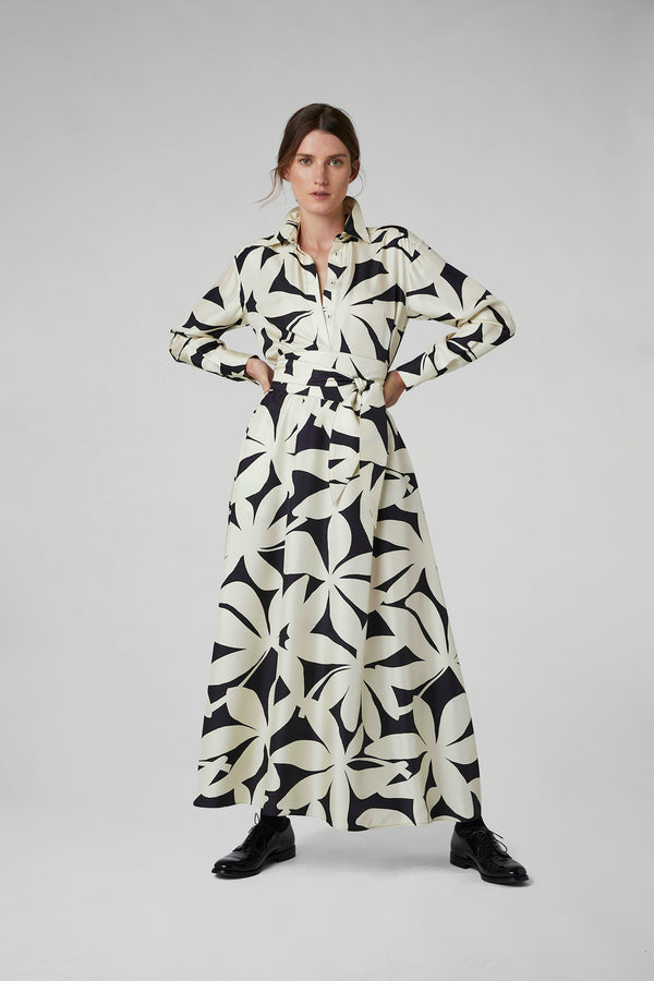 J By Jasper Conran Gail Silk Twill Printed Maxi Skirt Cream