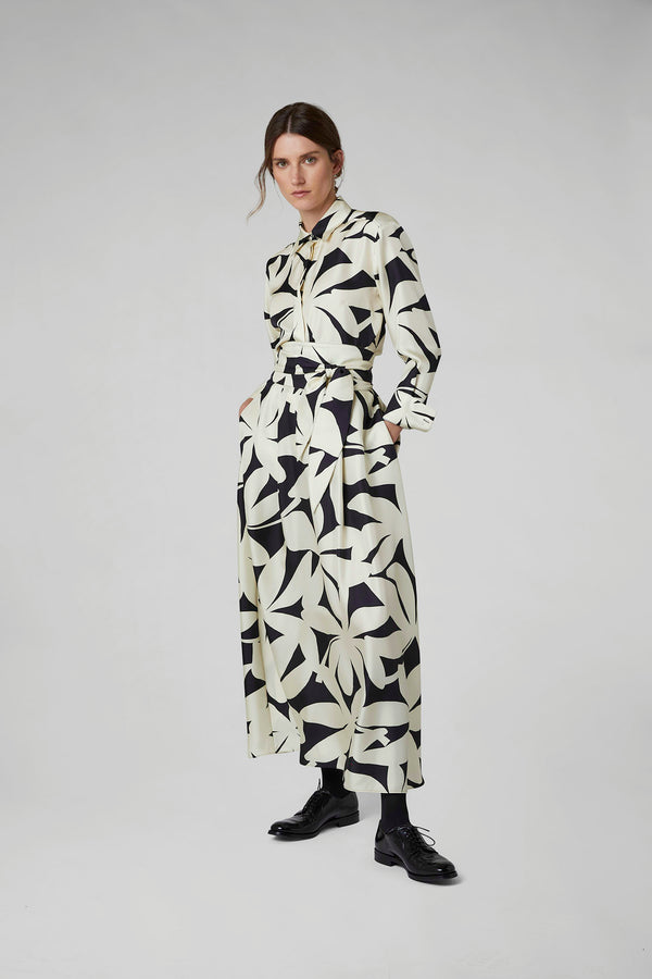 J By Jasper Conran Gail Silk Twill Printed Maxi Skirt Cream