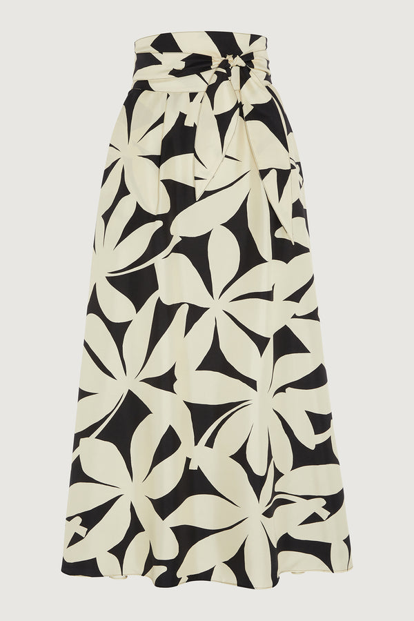 J By Jasper Conran Gail Silk Twill Printed Maxi Skirt Cream
