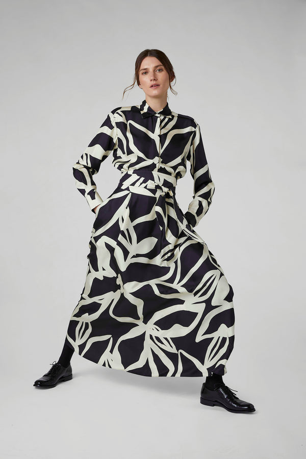 J By Jasper Conran Gail Silk Twill Printed Shirt Black