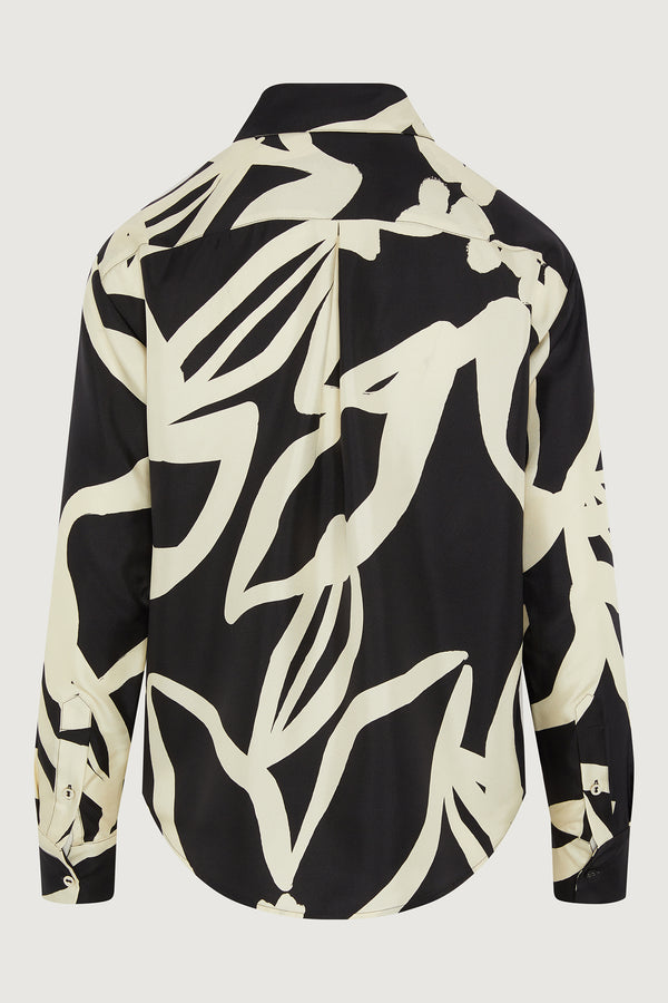 J By Jasper Conran Gail Silk Twill Printed Shirt Black