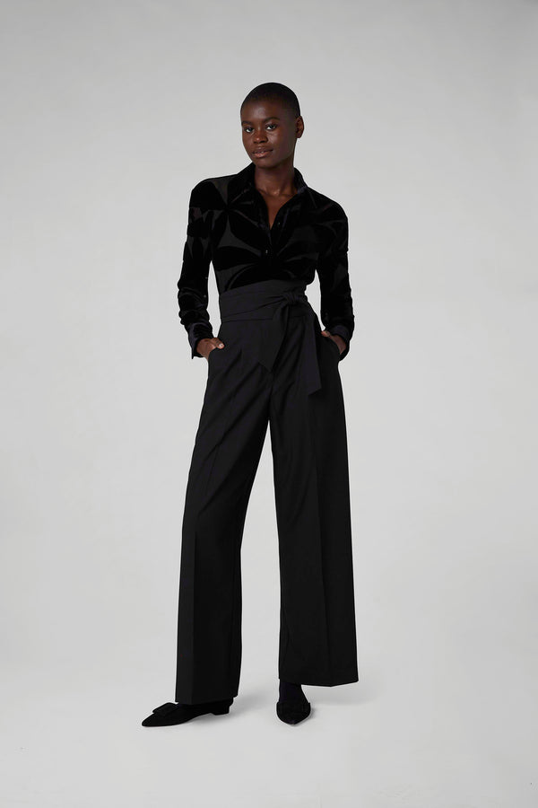 j by jasper conran Gianna Velvet Burn Out Shirt Black