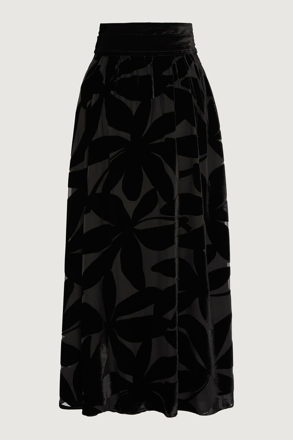 J By Jasper Conran Gianna Velvet Burnout Maxi Skirt Black