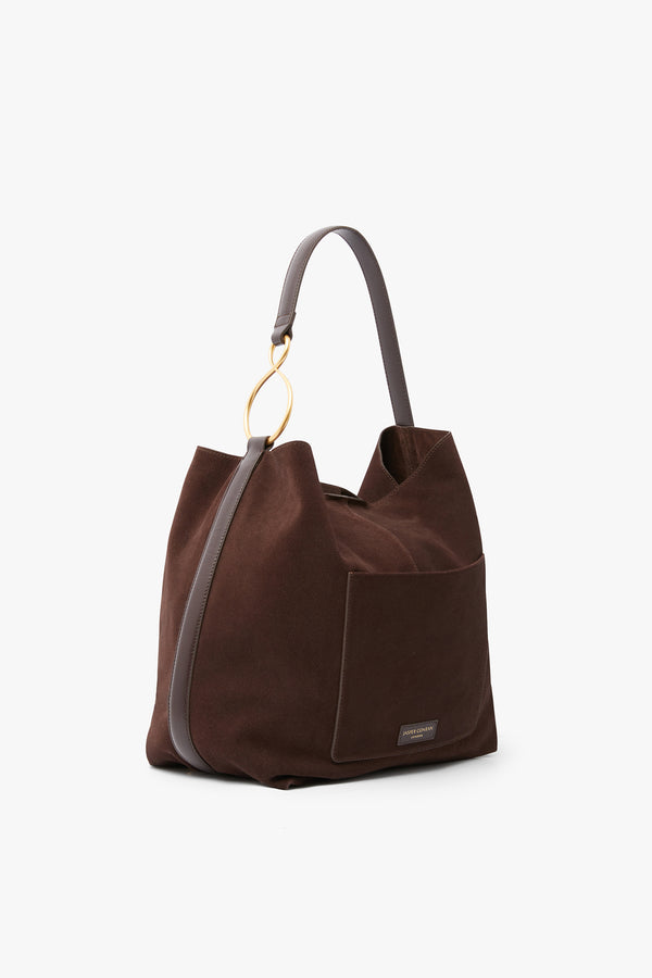 J By Jasper Conran Gigi Suede Leather Hobo Bag Chocolate